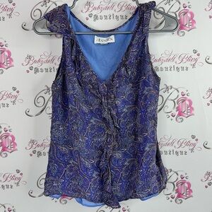 Casual Corner annex tank top blouse paisley Women's Blue Paisley Blouse